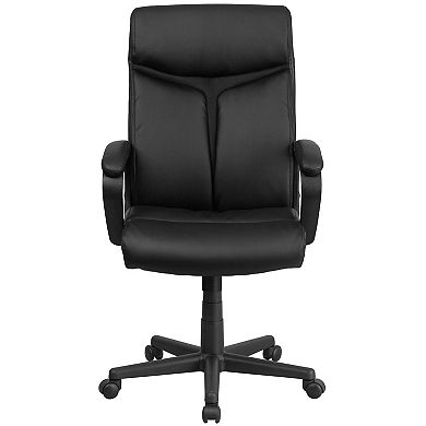 Emma and Oliver High Back Black LeatherSoft/Mesh Accent Swivel Office Chair with Arms