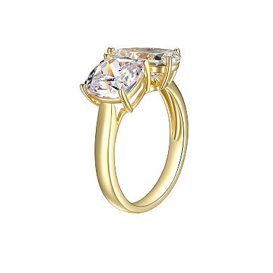 Sarafina 14k Gold Plated Cubic Zirconia 2-Stone Ring