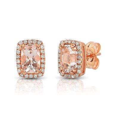 14k Rose Gold 1/8 Carat T.W. Diamond & Morganite Stud Earrings
