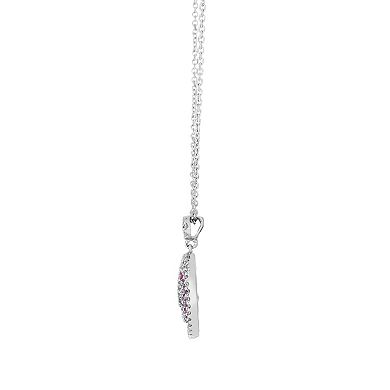 Sterling Silver Red & White Cubic Zirconia Swirl Pendant Necklace