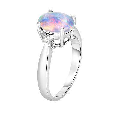 Sterling Silver Opal Triplet & Diamond Accent Ring
