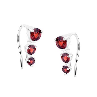 Gemistry 14k White Gold Garnet Climber Earrings