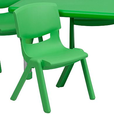 Emma and Oliver 24"W x 48"L Green Plastic Adjustable Activity Table Set-4 Chairs