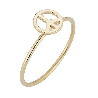 LUMINOR GOLD 14k Gold Peace Sign Stackable Ring