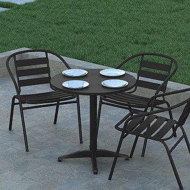 Emma and Oliver 27.5'' Round Aluminum Indoor-Outdoor Table with Base