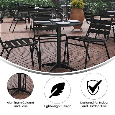 Emma and Oliver 27.5'' Round Aluminum Indoor-Outdoor Table with Base