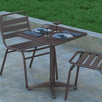 Emma and Oliver 23.5'' Square Aluminum Indoor-Outdoor Table with Base