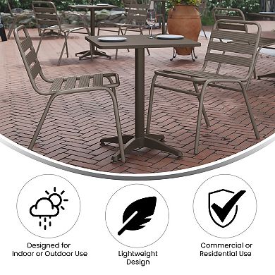 Emma and Oliver 23.5'' Square Aluminum Indoor-Outdoor Table with Base