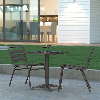 Emma and Oliver 23.5'' Square Aluminum Indoor-Outdoor Table with Base