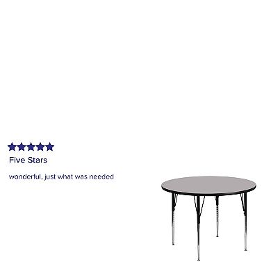 Emma and Oliver 48" Round Grey Thermal Laminate Adjustable Activity Table