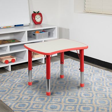 Emma and Oliver 21.875"W x 26.625"L Natural Plastic Adjustable Activity Table-School Table for 4