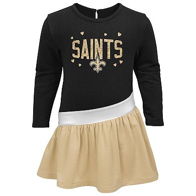 Girls Infant Black/Gold New Orleans Saints Heart to Heart Jersey Tri-Blend Dress