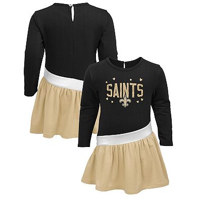 Girls Infant Black/Gold New Orleans Saints Heart to Heart Jersey Tri-Blend Dress