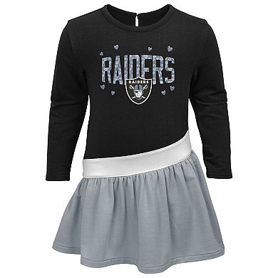 Girls Infant Black/Silver Las Vegas Raiders Heart to Heart Jersey Tri-Blend Dress