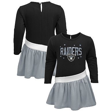 Girls Infant Black/Silver Las Vegas Raiders Heart to Heart Jersey Tri-Blend Dress