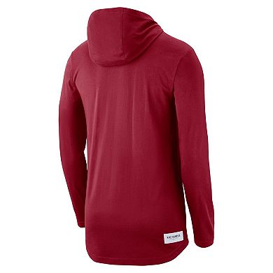 Men's Nike Crimson Oklahoma Sooners Team Stack Tri-Blend Performance Long Sleeve Hoodie T-Shirt