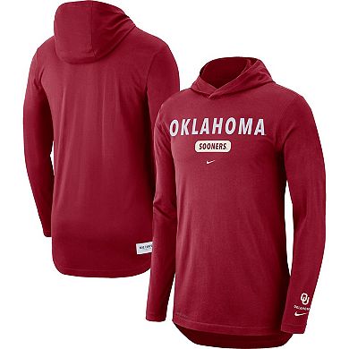Men's Nike Crimson Oklahoma Sooners Team Stack Tri-Blend Performance Long Sleeve Hoodie T-Shirt