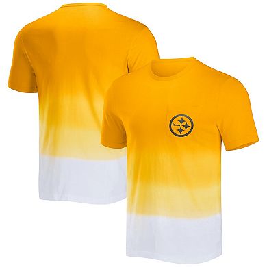 Men's NFL x Darius Rucker Collection by Fanatics Gold/White Pittsburgh Steelers Dip Dye Pocket T-Shirt