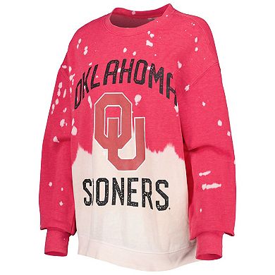 Women's Gameday Couture Crimson Oklahoma Sooners Twice As Nice Faded Dip-Dye Pullover Long Sleeve Top