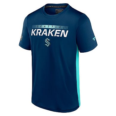 Men's Fanatics Branded Deep Sea Blue/Light Blue Seattle Kraken Authentic Pro Rink Tech T-Shirt