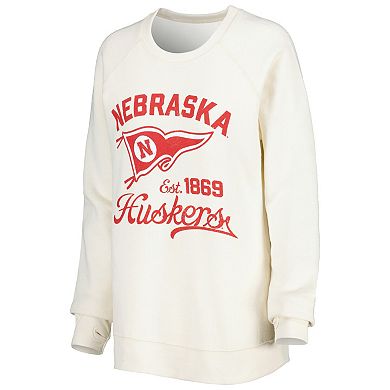 Women's Pressbox Cream Nebraska Huskers Old Standard Pennant Knobi Raglan Pullover Sweatshirt