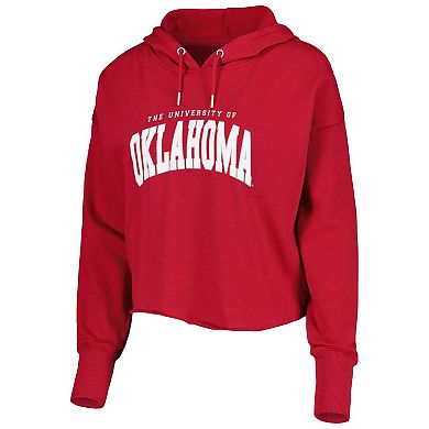 Women's ZooZatz Crimson Oklahoma Sooners Core University Cropped French Terry Pullover Hoodie