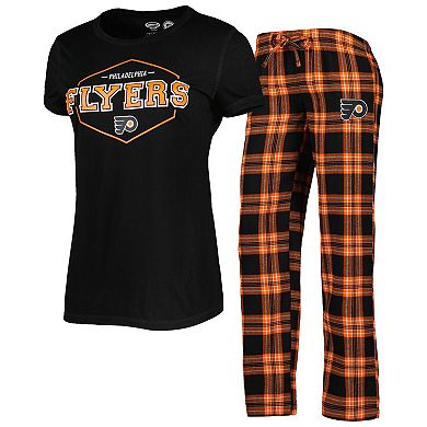 Women's Concepts Sport Black/Orange Philadelphia Flyers Badge T-Shirt & Pants Sleep Set