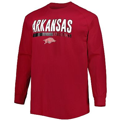 Men's Cardinal Arkansas Razorbacks Big & Tall Two-Hit Long Sleeve T-Shirt