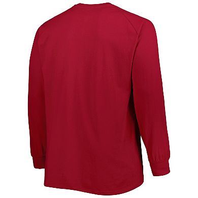 Men's Cardinal Arkansas Razorbacks Big & Tall Two-Hit Long Sleeve T-Shirt