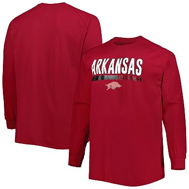 Men's Cardinal Arkansas Razorbacks Big & Tall Two-Hit Long Sleeve T-Shirt