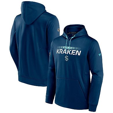 Men's Fanatics Branded Deep Sea Blue Seattle Kraken Authentic Pro Rink Pullover Hoodie