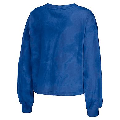Women's WEAR by Erin Andrews Royal Toronto Blue Jays Tie-Dye Cropped Pullover Sweatshirt & Shorts Lounge Set