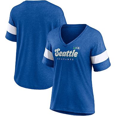 Women's Fanatics Branded Heathered Royal Seattle Seahawks Give It All Half-Sleeve V-Neck T-Shirt