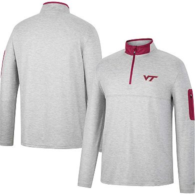 Men's Colosseum Heathered Gray/Maroon Virginia Tech Hokies Country Club Windshirt Quarter-Zip Jacket