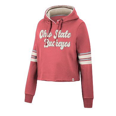 Women's Colosseum Scarlet Ohio State Buckeyes Retro Cropped Pullover Hoodie