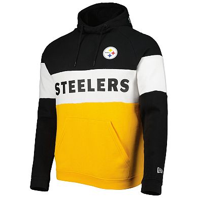 Men's New Era Gold Pittsburgh Steelers Colorblock Current Pullover Hoodie