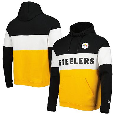 Men's New Era Gold Pittsburgh Steelers Colorblock Current Pullover Hoodie