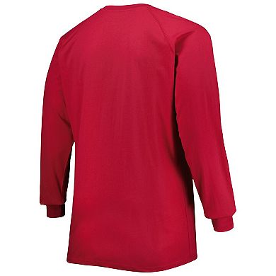 Men's Crimson Oklahoma Sooners Big & Tall Two-Hit Raglan Long Sleeve T-Shirt
