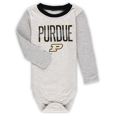 Infant Wes & Willy Heather Gray Purdue Boilermakers Jie Jie Long Sleeve Bodysuit & Pants Set