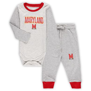 Infant Wes & Willy Heather Gray Maryland Terrapins Jie Jie Long Sleeve Bodysuit & Pants Set