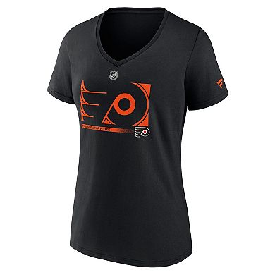 Women's Fanatics Branded Black Philadelphia Flyers Authentic Pro Core Collection Secondary Logo V-Neck T-Shirt