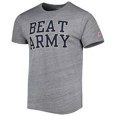 Men's League Collegiate Wear Heather Gray Navy Midshipmen Local Victory Falls Tri-Blend T-Shirt