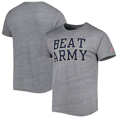Men's League Collegiate Wear Heather Gray Navy Midshipmen Local Victory Falls Tri-Blend T-Shirt