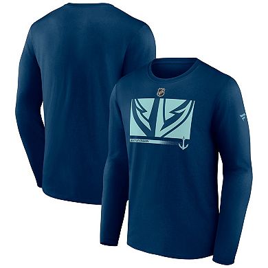 Men's Fanatics Branded Deep Sea Blue Seattle Kraken Authentic Pro Core Collection Secondary Long Sleeve T-Shirt