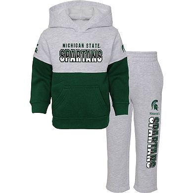 Toddler Heather Gray/Green Michigan State Spartans Playmaker Pullover Hoodie & Pants Set