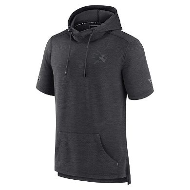 Men's Fanatics Branded Heather Charcoal San Jose Sharks Authentic Pro Road Performance Short Sleeve Pullover Hoodie