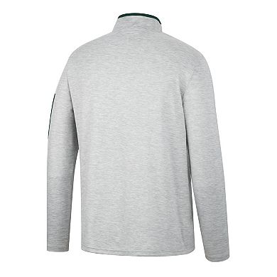 Men's Colosseum Heathered Gray/Green Michigan State Spartans Country Club Windshirt Quarter-Zip Jacket