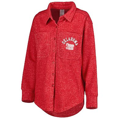 Women's Gameday Couture Crimson Oklahoma Sooners Switch It Up Tri-Blend Button-Up Shacket