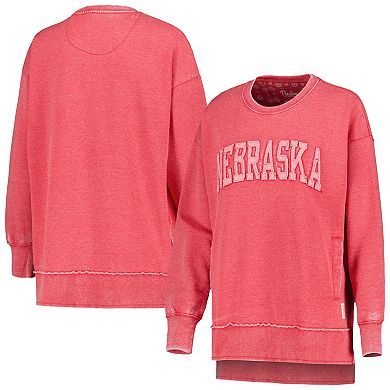 Women's Pressbox Scarlet Nebraska Huskers Marniville Vintage Wash Pullover Sweatshirt