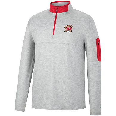 Men's Colosseum Heathered Gray/Red Maryland Terrapins Country Club Windshirt Quarter-Zip Jacket